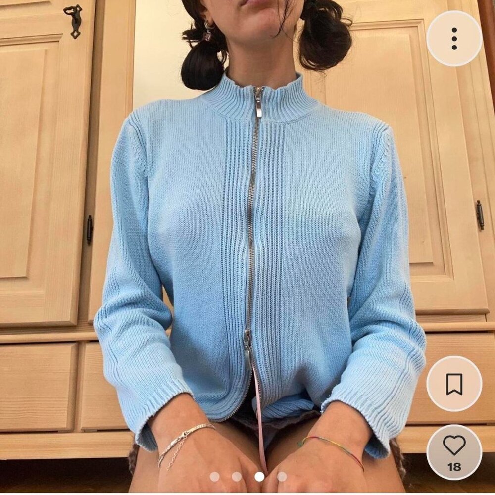 Baby Blue Double Zip Cardigan